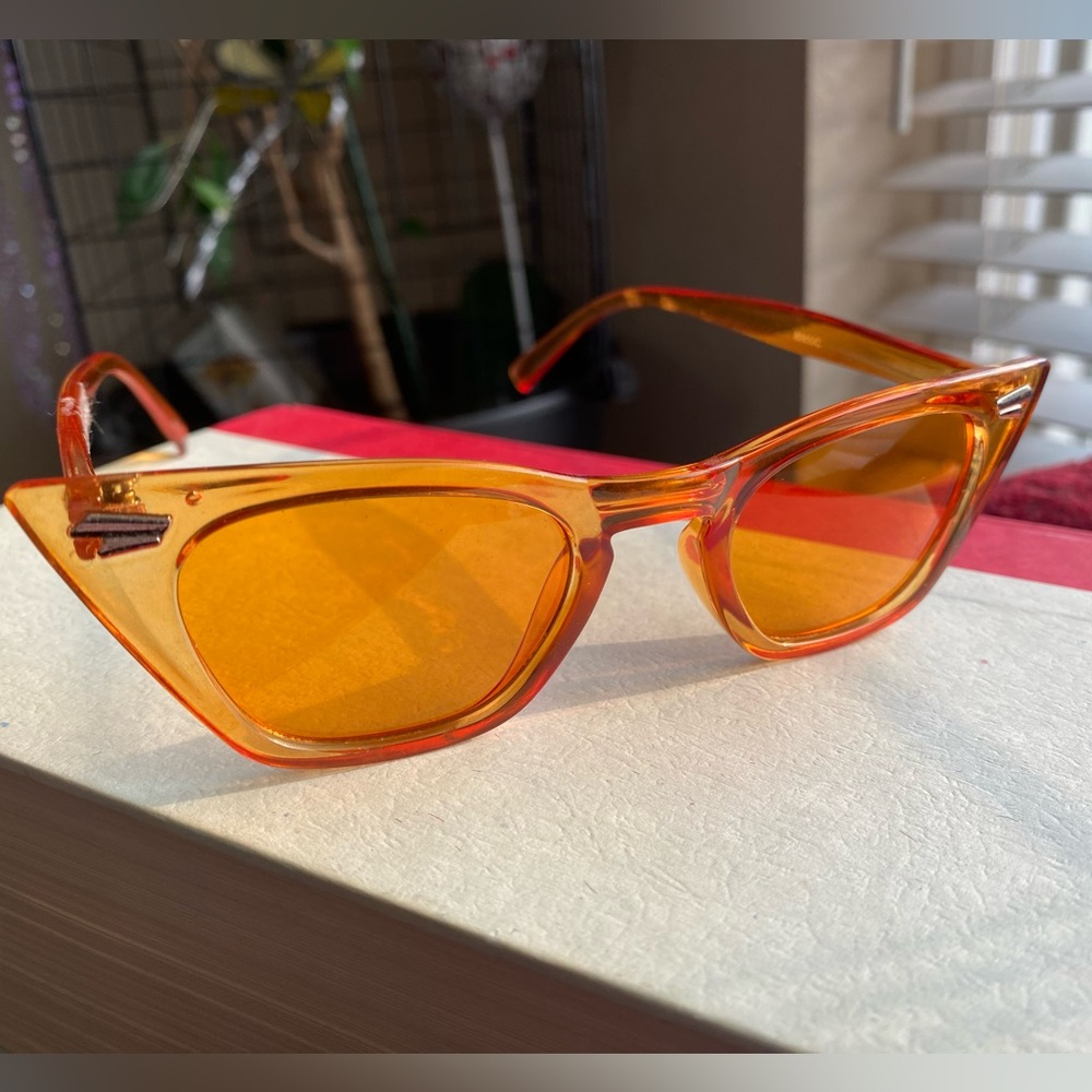 Transparent Orange Cat-Eye Sunglasses